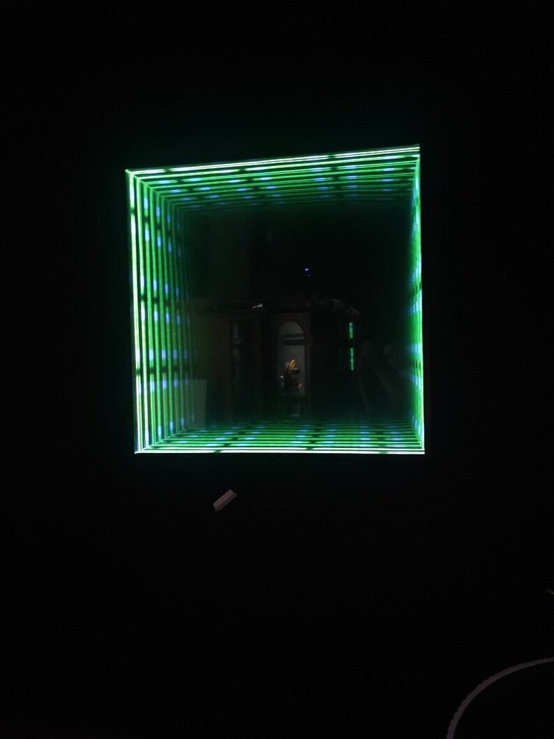 Infinity Mirror Square LED Wall Lamp, Animated RGB Colour Changing Wall ...