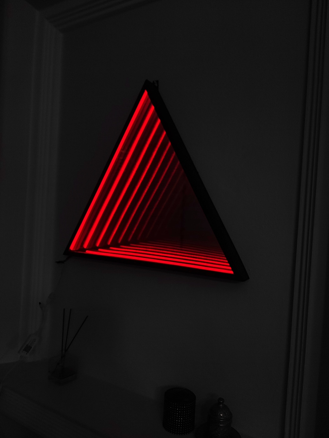 Infinity Mirror Triangle LED Wall Lamp, Geometric RGB Colour Changing ...