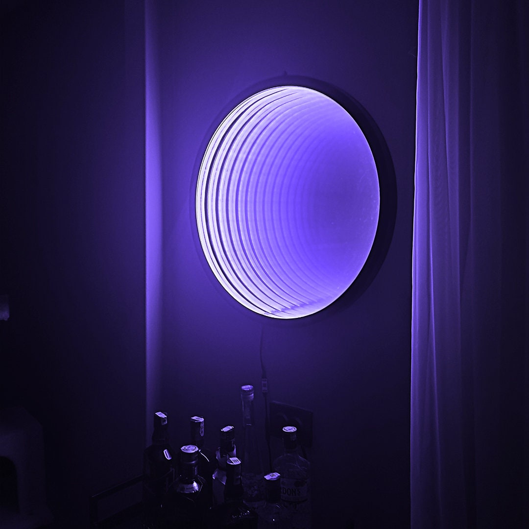 Infinity Mirror Round LED Wall Lamp, Geometric RGB Colour Changing Wall
