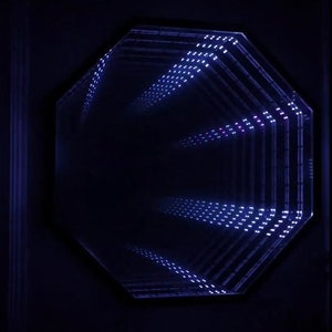 Infinity Mirror Octagon LED Wall Lamp, Animated RGB Colour Changing Wall Decor, Endless Magical Lighting Custom Handmade Infinity Mirror