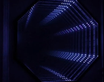 Infinity Mirror Octagon LED Wall Lamp, Animated RGB Colour Changing Wall Decor, Endless Magical Lighting Custom Handmade Infinity Mirror