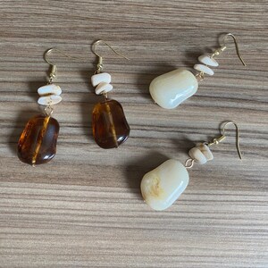 Korean Style Resin Earrings in Brown or White Colour, Acrylic Classic Resin Hoop Earrings, Modern Design, Smooth Surface, Perfect for Summer