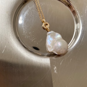 AAA Large Fireball freshwater cultured Pearl Pendant charm. Handmade S925 Sterling silver.