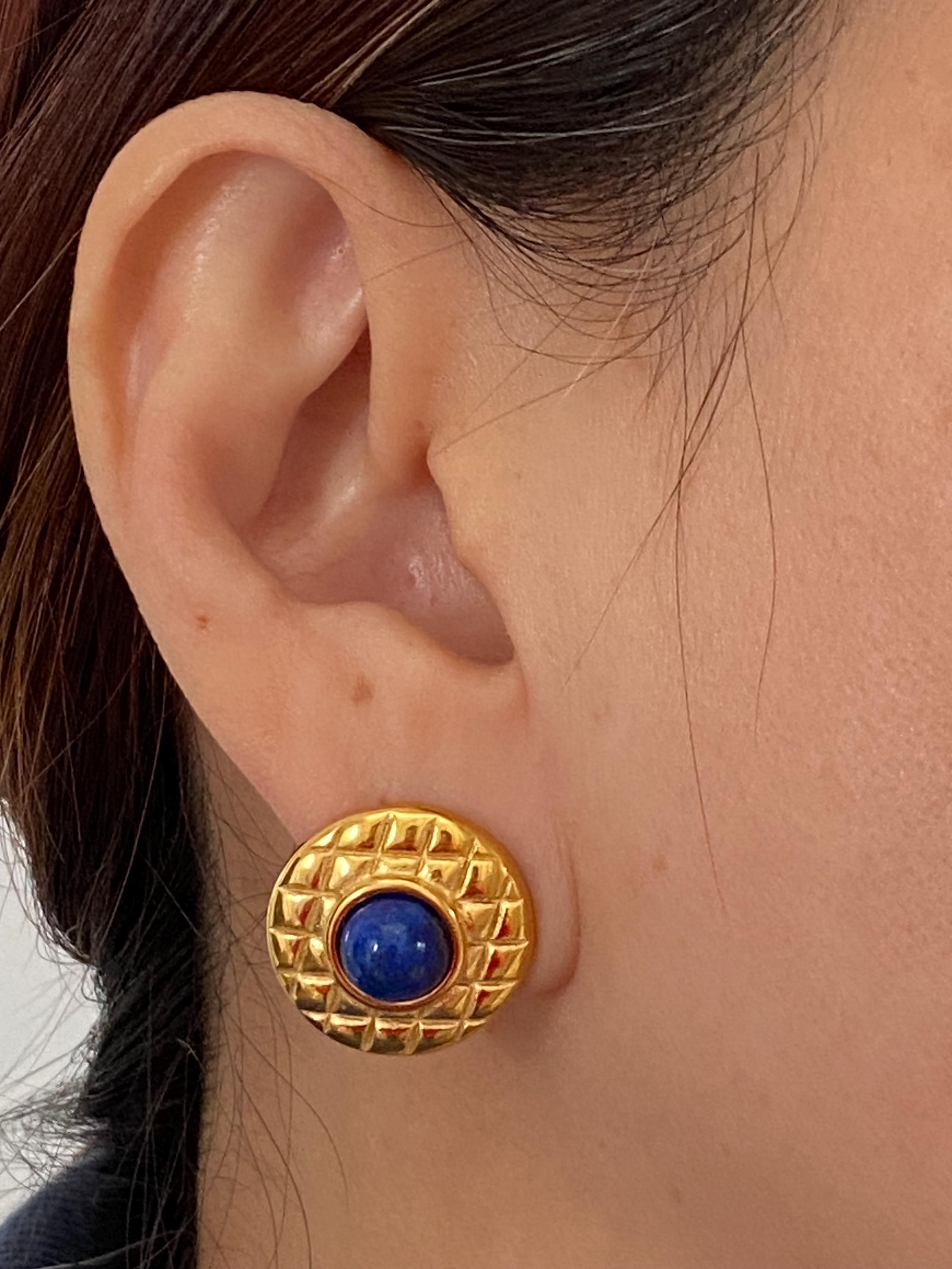 Orecchini Pendenti Vintage Turchese Placcati Oro 18K &ndash; Gioielli Costumi Blu
