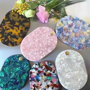 Acetate Compact Mirror & Comb Set: Colorful Travel Accessory