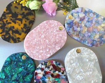 Acetate Compact Mirror & Comb Set: Vibrant Travel Makeup Accessory