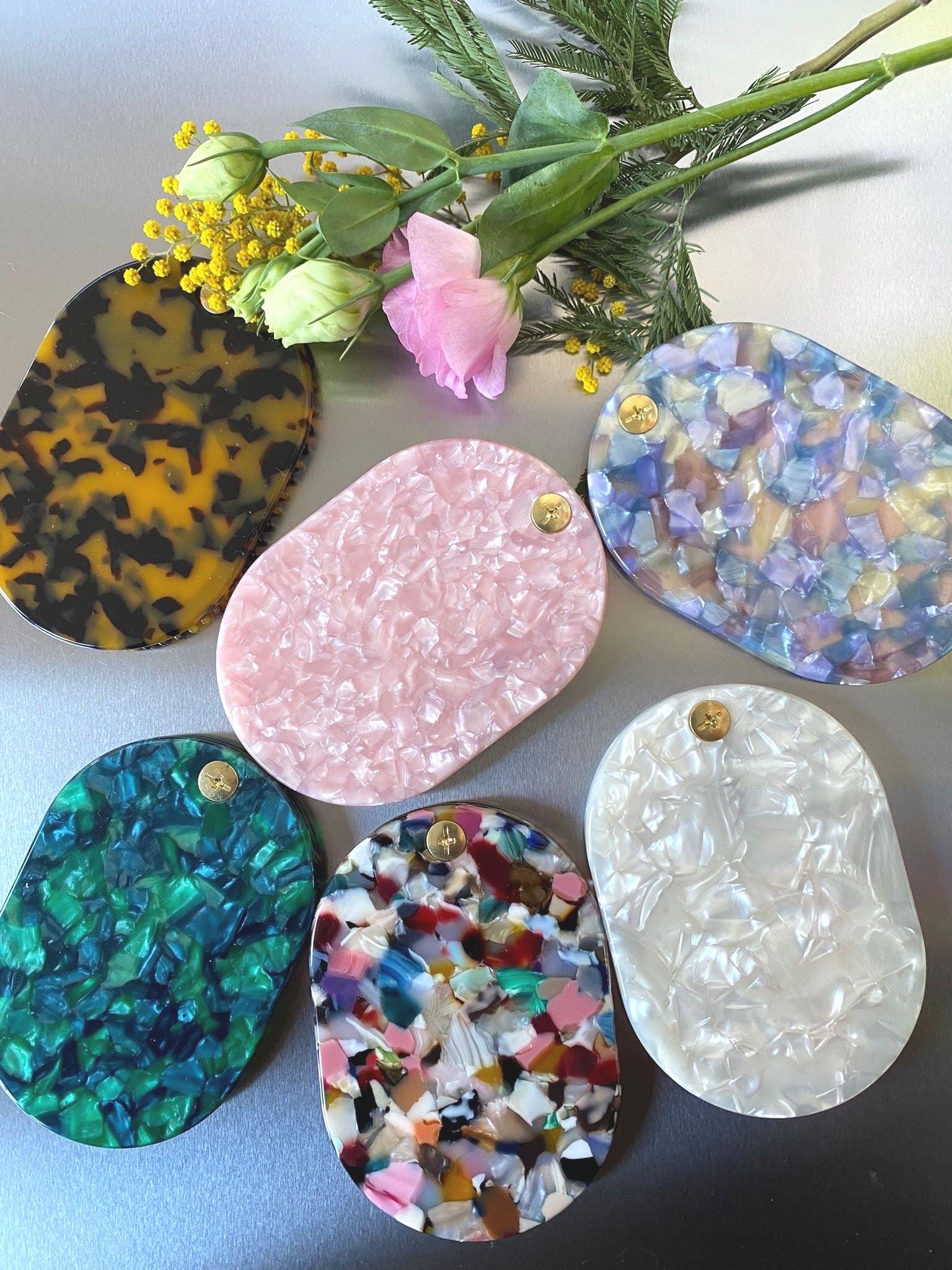 Acetate Compact Mirror & Comb Set: Vibrant Travel Makeup Accessory