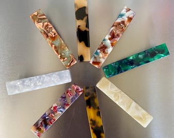 Colorful Acetate Hair Pins: Shimmering Hair Slides, Silver Metalware