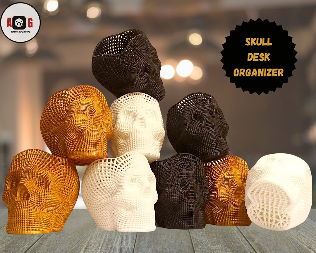 A3DG Decorhome 3D Printed Skull Pen Stand Art Piece Desk Etsy