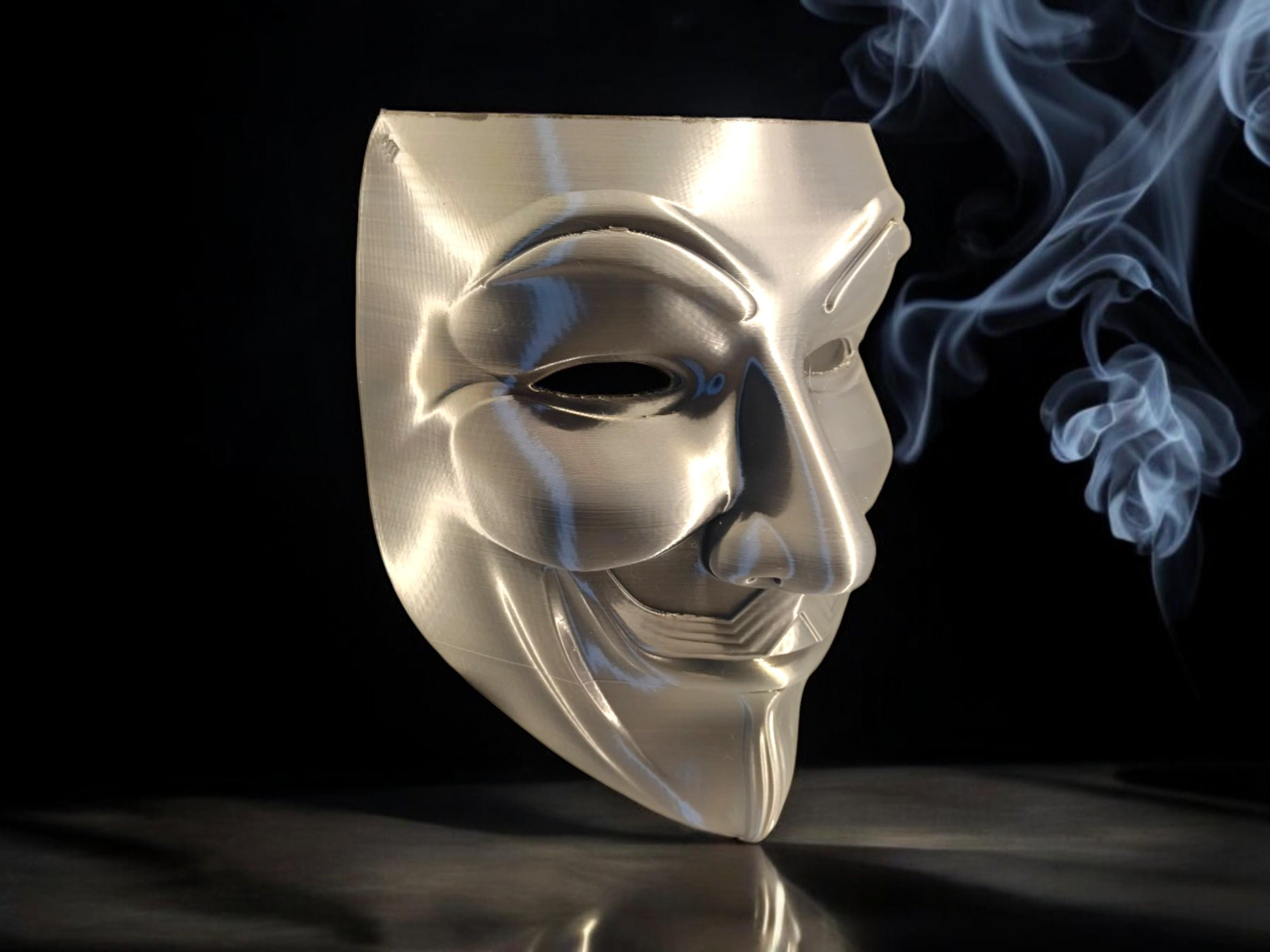 Anonymous Mask - 3D Printed Guy Fawkes Silver Mask for Protests ...