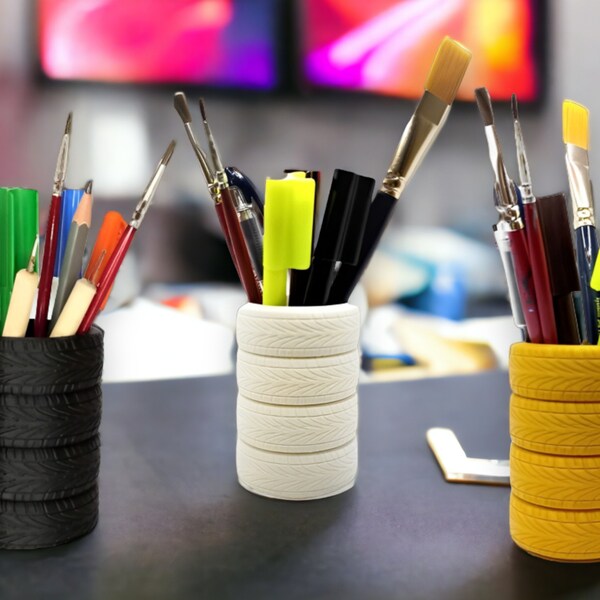 A3DG Tire stack Desk Organizer | Pen Holder | 3D Printed| Desk Cup | Office Cup | School Supplies Organizer for Desktop & Tabletop.