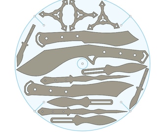 CNC Knife Blanks DXF: Kukri, Bowie, Stiletto (Digital Download)