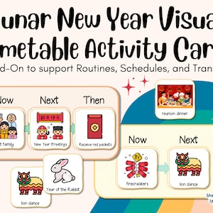 Lunar New Year Visual Timetable Aid for Kids and Children - Daily Routine, Schedule and Transitions