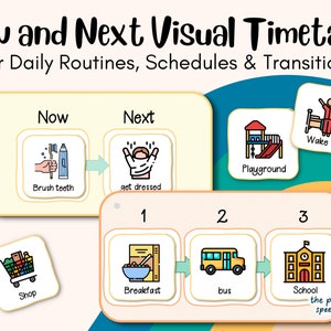 Now and Next and Then Visual Timetable Aid for Kids and Children PDF - Daily Routine, Schedule and Transitions