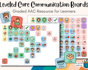 Communication Board AAC for kids, Leveled Learning, Language Practice, Non Verbal, Pre Verbal, Autism, SLP, Speech Therapy poster