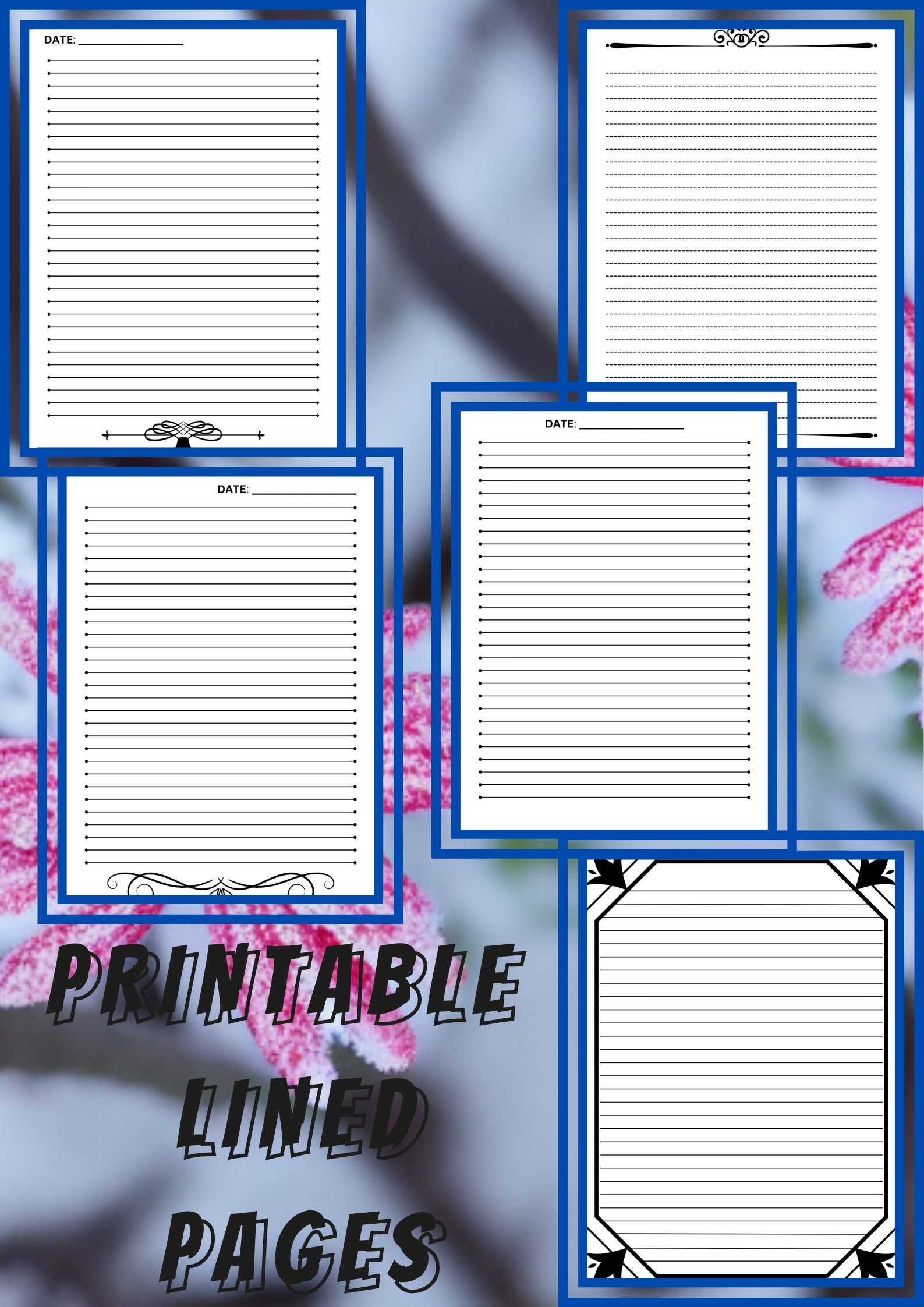 15 Pages Printable PDF Bundle Printable Line Journal Pages - Etsy
