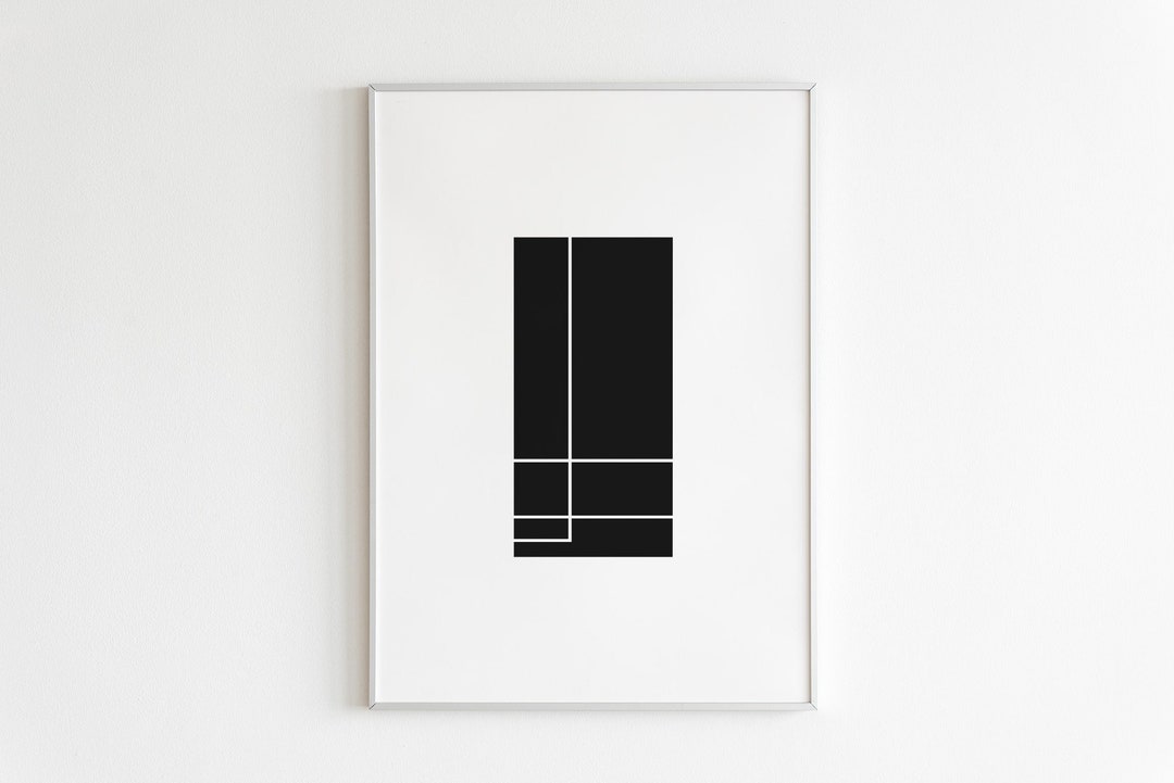 Geometric Black and White Wall Art Print in Abstract and Minimalistic ...