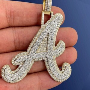 2Ct Real Moissanite Pendant, Men's Pendant, A Initial Letter Pendant, Birthday Pendant, Gift For Her, 18" Free Chain, 14K Yellow Gold Plated