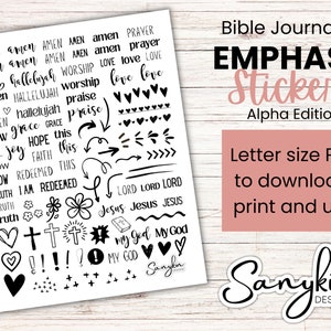 Pegatinas de énfasis en el diario bíblico, pegatinas para imprimir y usar, pegatinas de la Biblia, pegatinas de descarga de PDF, descargar e imprimir pegatinas de la Biblia
