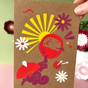 Carte à souhait DARUMA & DAISY - Création en papier