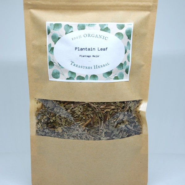 Organic Plantain Leaf, Plantago Major, Herbal Tea, Plantain Dried Cut, Organic Dried Bulk Herb, Herbal Products, Botanical, Wildcrafted