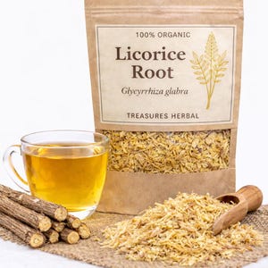 Racine de réglisse | Glycyrrhiza glabra | Thé sucré à la racine | Herbes séchées | Infusion botanique | Tisane
