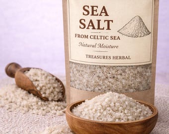 Sea Salt From Celtic Sea | Unrefined Salt | Dried Crystals | Moist | Light Gray | Coarse Grind | Sel De Guerande | Unbleached Salt