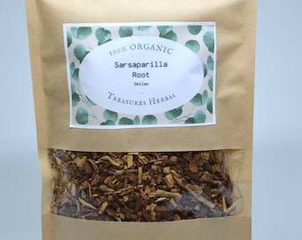 Sarsaparilla Root, Smilax officinalis, Wildcrafted, Organic Dried Herbs, Natural Root, Herbal Tea, Sarsaparilla Tea, Organic Dried Cut