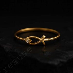 Anel de peixe nadador, anel de animal, para ele, para ela, anel minimalista feminino, anel de noivado em ouro amarelo 14k, presente para mãe, anel olho de peixe