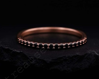 Schwarzer Onyx Hochzeit Band Rundschliff Edelstein Verlobung Band 14K Gelbgold Vorschlag Ring Einzigartige Braut Versprechen Schmuck Geburtstag Geschenk Band