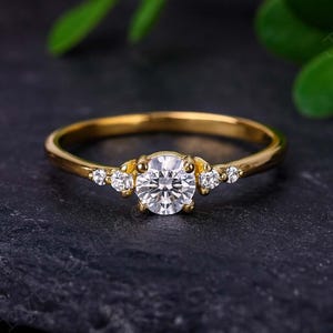 Custom Moissanite Ring/ Round Cut 6mm Moissanite Ring/ Dainty Engagement Wedding Ring/ Prongs Ring/ Proposal Ring/ 10K 14k Gold Ring
