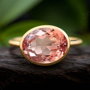 Tweekleurige Ceylon Padparadscha Sapphire Solitaire Ring - Uitstekende kwaliteit fijne sieraden - Ring set verlovingsring dames - Cadeau voor de liefde