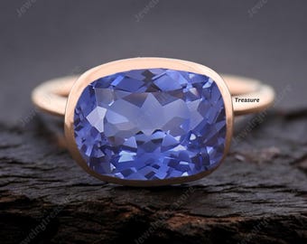 Cushion Cut Flawless Ceylon Blue Sapphire Ring - September Birthstone Solitaire Ring - Excellent Quality Sapphire Engagement Ring For Wife