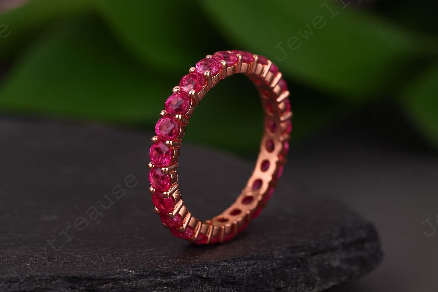 14K Gold Dainty Ruby Eternity Band Ring Wedding Band Ring Full Eternity ...