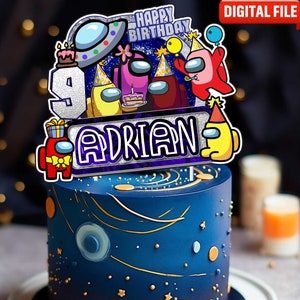 Decorazione per torta Among Us stampabile, festa di compleanno per bambini, decorazione per torta Among Us, Among Us. FILE DIGITALE.