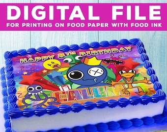 Druckbare DIGITALE DATEI Regenbogen Kuchen, Torten Dekoration, Geburtstagsparty für Kinder. Design ist nur für den Lebensmitteldruck bestimmt! ganze SeiteA4
