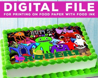 Printable DIGITAL FILE cake Garten of Banban, Birthday Party for Kids, cake Decoration. Design is for food printing only! full pageA4