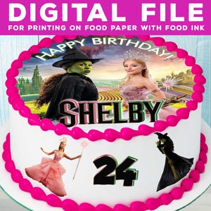 Printable DIGITAL FILE cake Wicked, Birthday Party Wicked for Kids, Wicked cake Decoration. A4