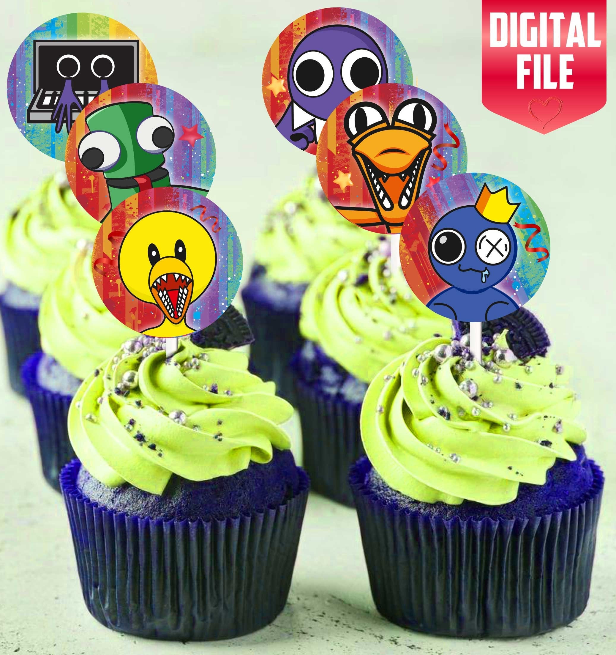 Roblox Rainbow Friends Blue Orange Green Purple Edible Cupcake Topper  Images ABPID56743