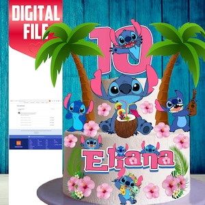 DIGITAL FILE Printable Set of Stitch Cake Topper, Stitch Birthday Party Cake Topper, Stitch Cake Decoration. A4