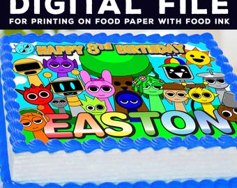Utskrivbar tårtdekoration för födelsedag, Party Sprunki (digital fil)