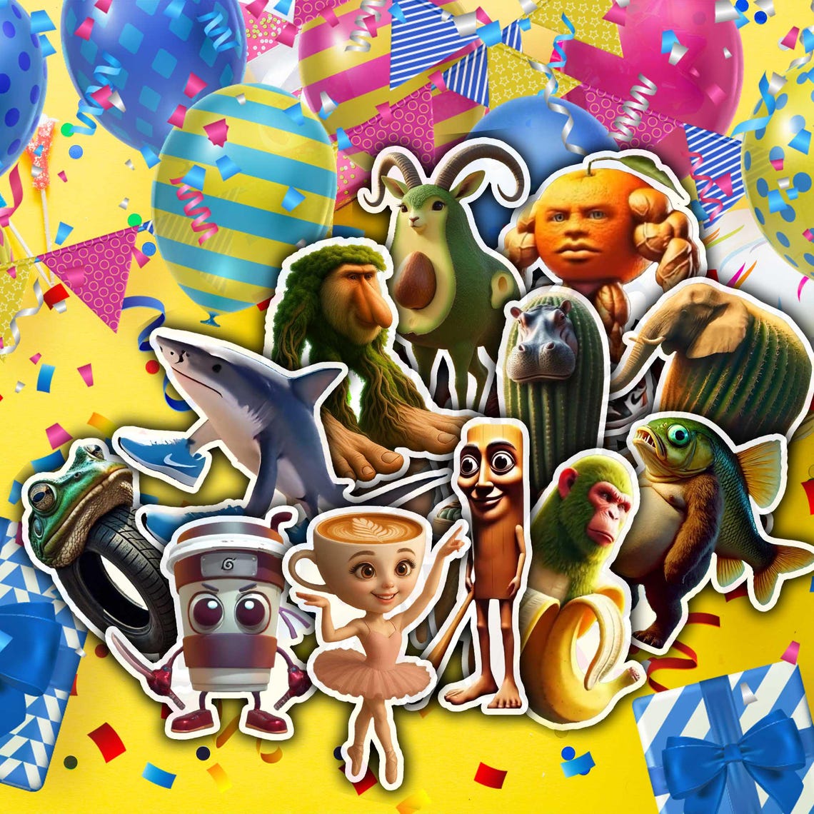 Surreal Brainrot Meme Stickers | Instant Download - Etsy
