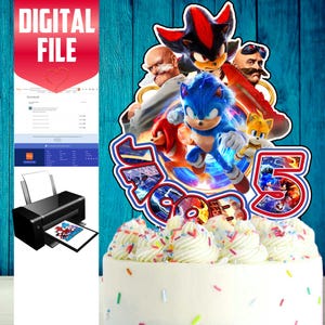 Printable Cake Topper Sonic 3, Birthday Party Sonic 3 for Kids, Cake Sonic 3 Decoration. DIGITAL FILE.
