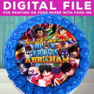 Printable DIGITAL FILE cake Blox Fruits, Birthday Party Blox Fruits for Kids, Blox Fruits cake Decoration.