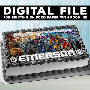 Printable cake Transformers, Birthday Party for Kids, cake Transformers DIGITAL FILE. Design is for food printing only! A4