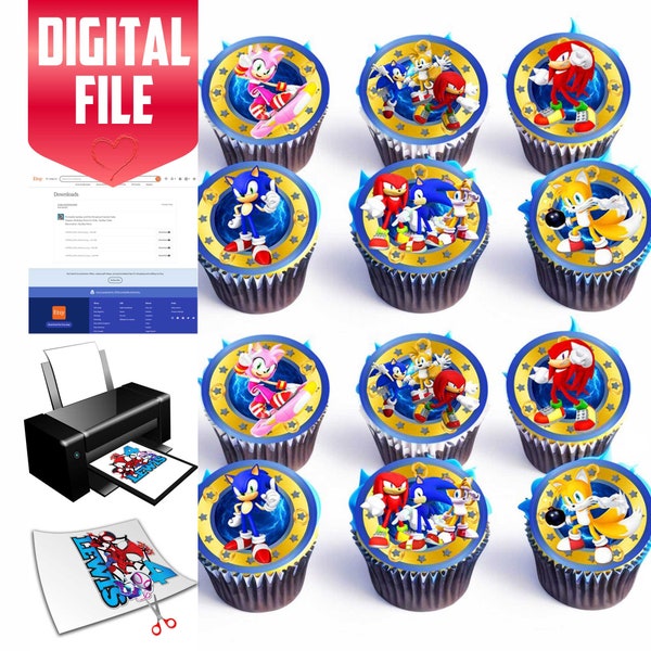 Printable Friends Cupcake Toppers, Birthday Party for Kids, Cupcakes Friends DIGITAL FILE. Size 4,3cm (1,5748 in)
