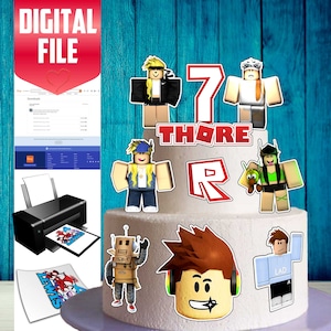DIGITAL FILE Printable Set of 10 Roblox Cake Topper, Roblox Birthday Party Cake Topper, Roblox Cake Decoration. A4