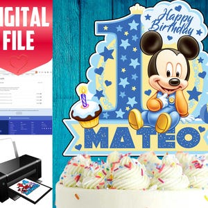 Printable Mouse Cake Topper, Birthday Party for Kids, Mouse Cake Decoration,  Mouse Party