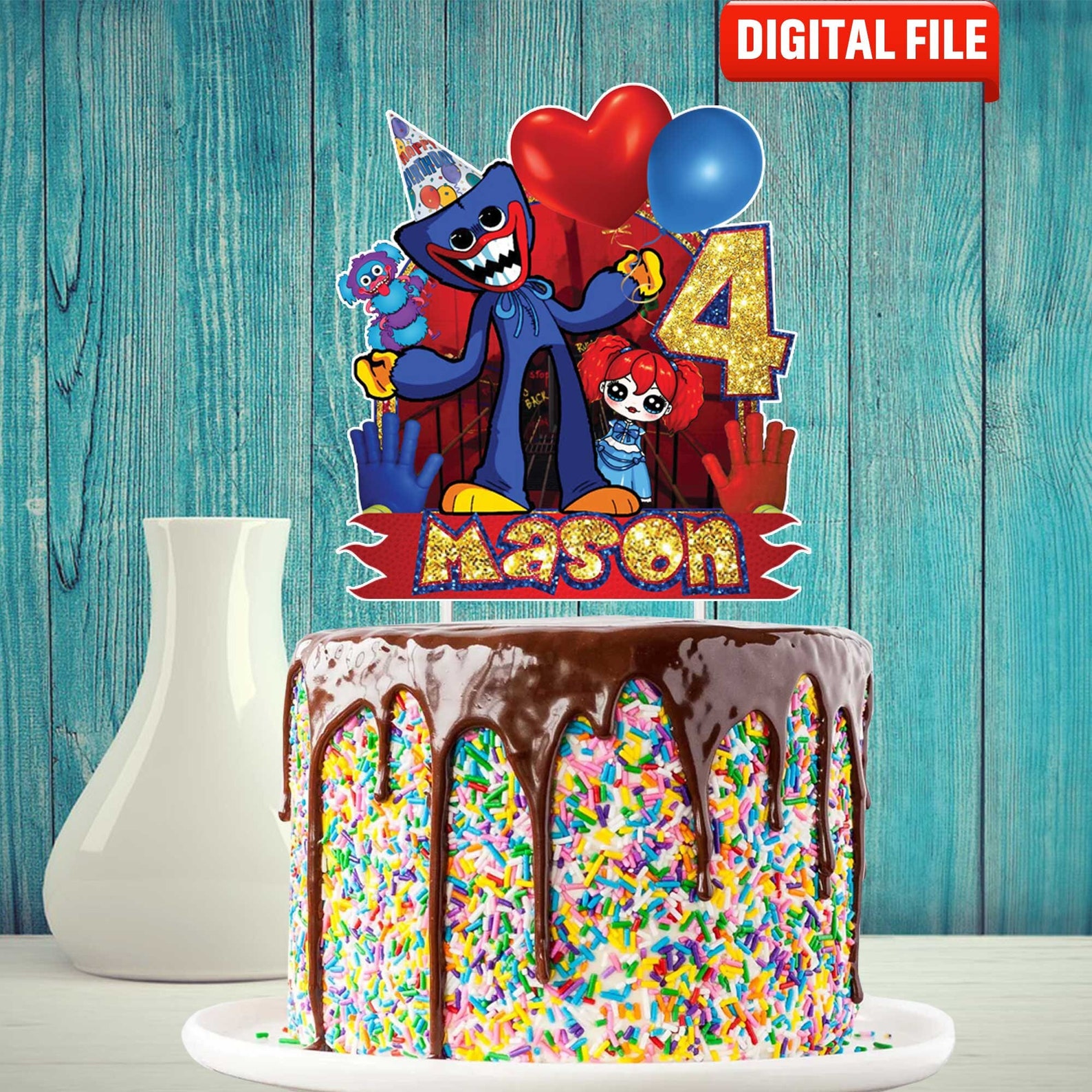 Printable Huggy Wuggy Cake Topper Birthday Party for Kids Etsy