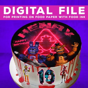 Printable cake Five Nights at Freddy, Birthday Party for Kids, cake Five Nights at Freddy DIGITAL FILE. Design is for food printing only! A4